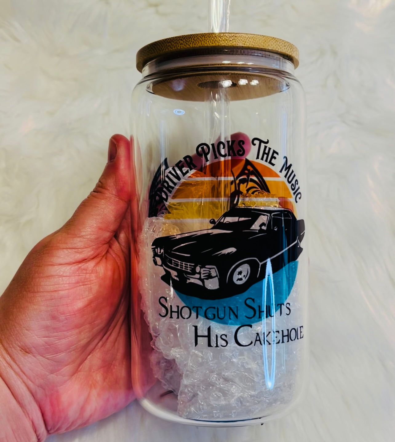 SPN themed glass coffee/beer jar