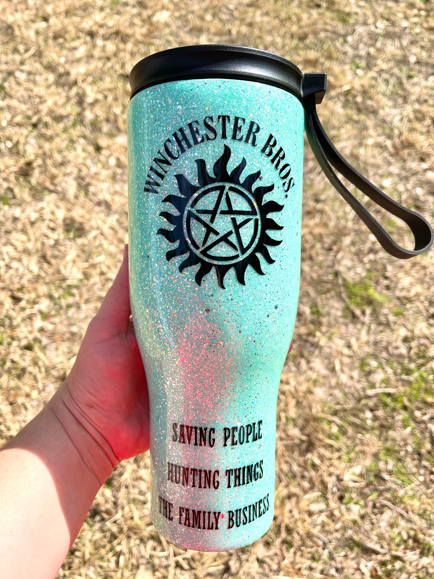40oz SPN Glittered Tumbler