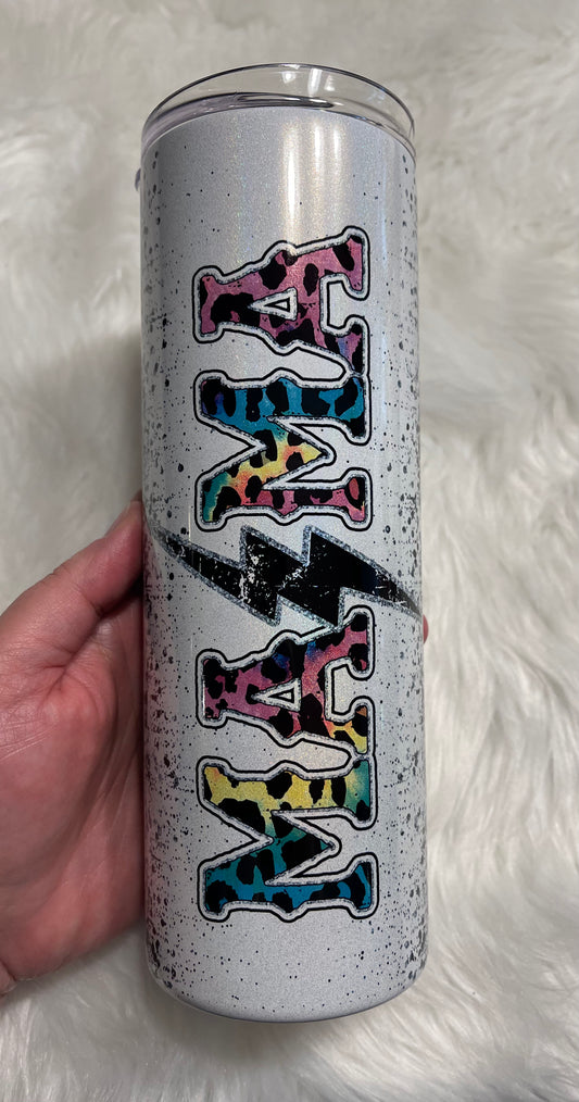 Mama Leopard Shimmer Sublimation Tumbler