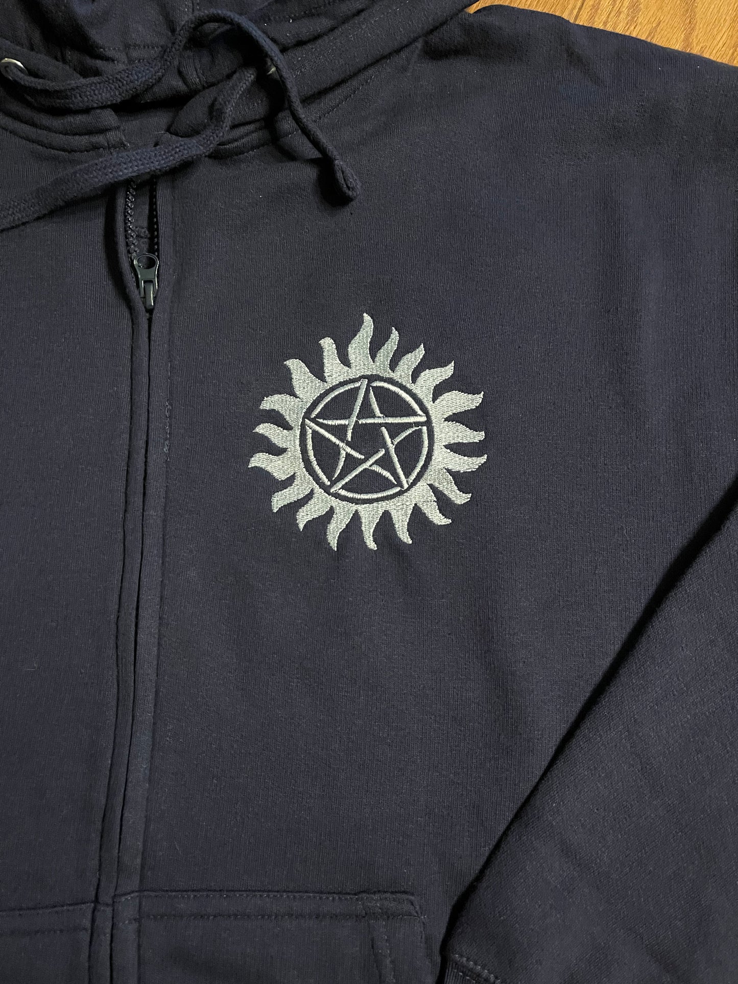 Anti-Possession embroidered Full Zip Up Hoodie