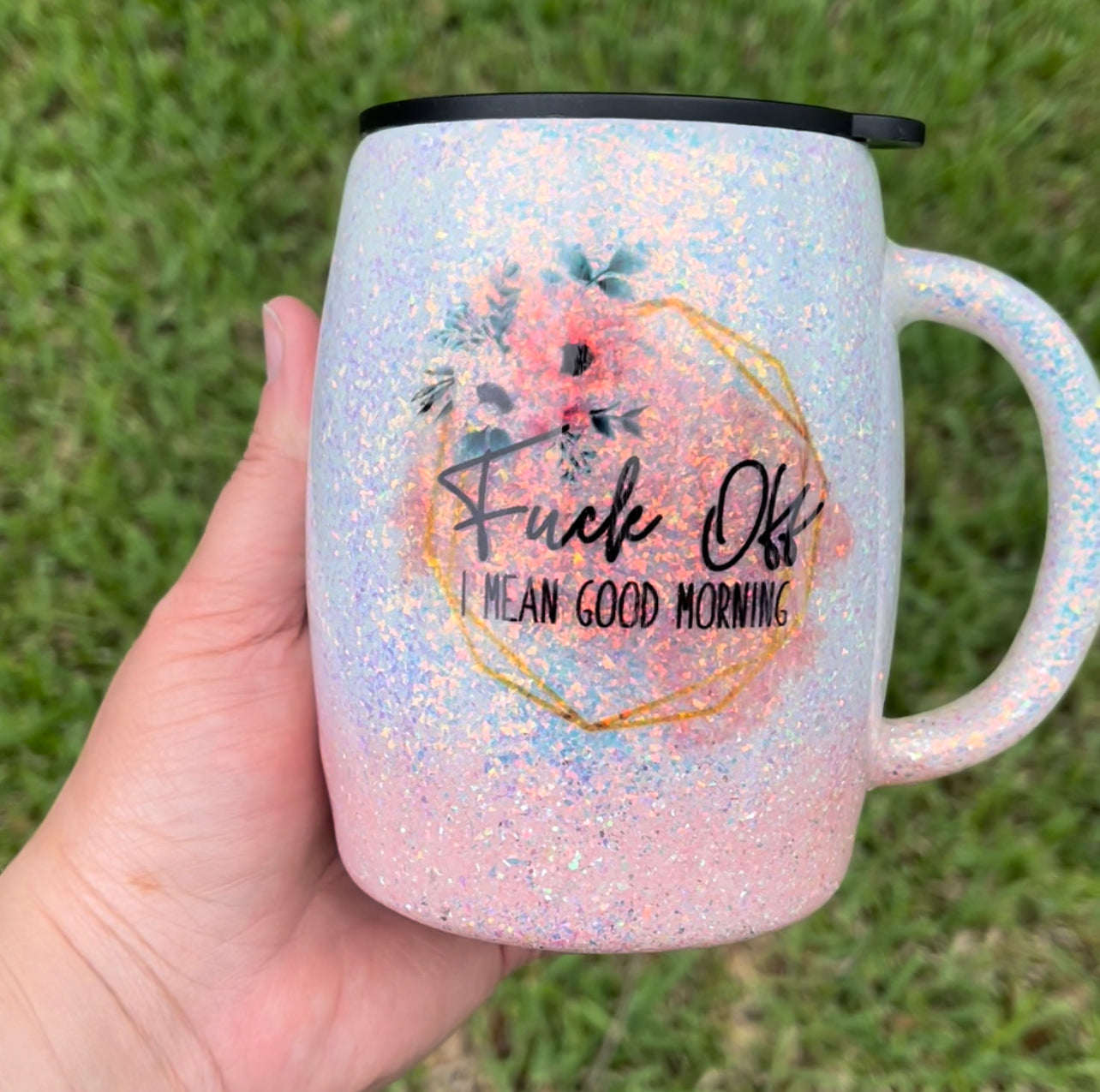 Fuck Off Glittered coffee mug
