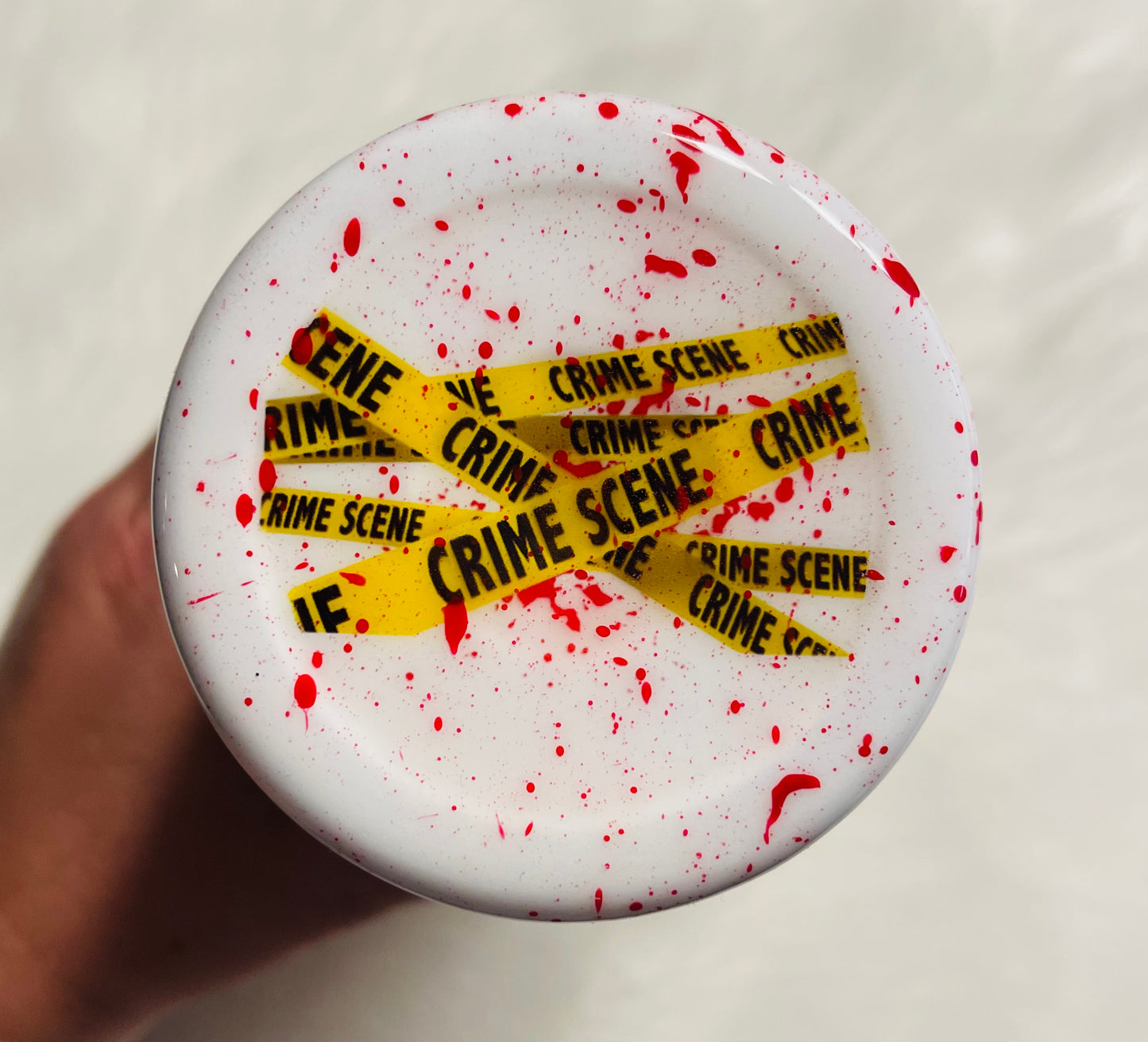 3D handprint and blood drip serial killer 30oz skinny tumbler