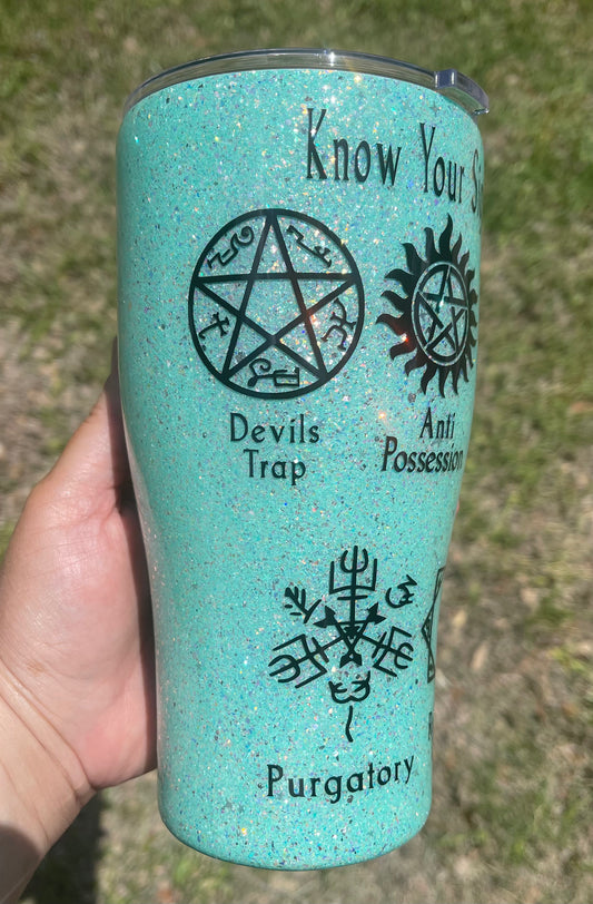 30oz SPN Glittered tumbler