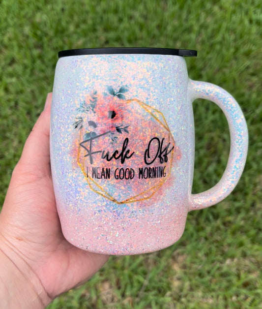 Fuck Off Glittered coffee mug
