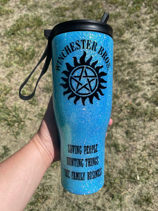 40oz SPN Glittered Tumbler